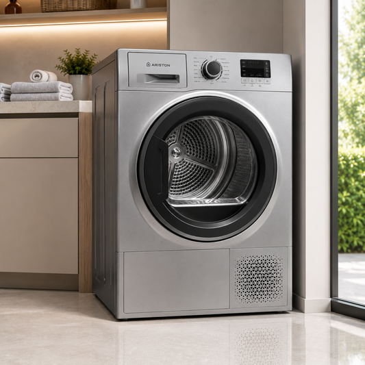 ARISTON Condenser Dryer 8KG ARDC082SMME – Efficient Sensor Drying with 15 Programs