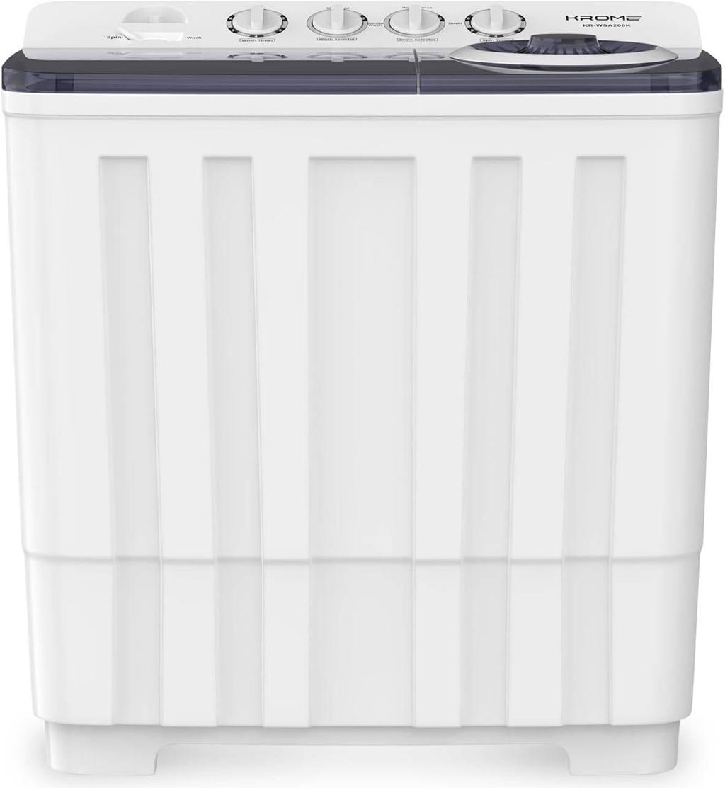 Krome KR-WSA200K 20KG Twin Tub Semi-Automatic Washing Machine – Heavy Duty Top Load Washer with 10KG Spin Dryer