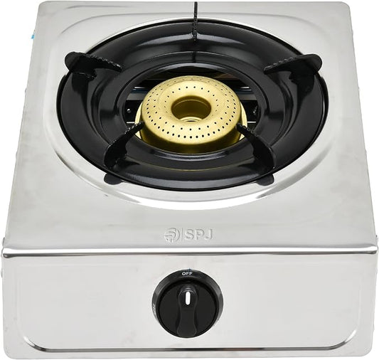 SPJ Gas Stove 1 Burner TTSSX1001 | Stainless Steel | Auto Ignition | Iron Beehive Burner