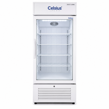 Celsius TSB 1CF-13 PRMW Single Door Full Glass White Chiller Commercial Display Refrigerator