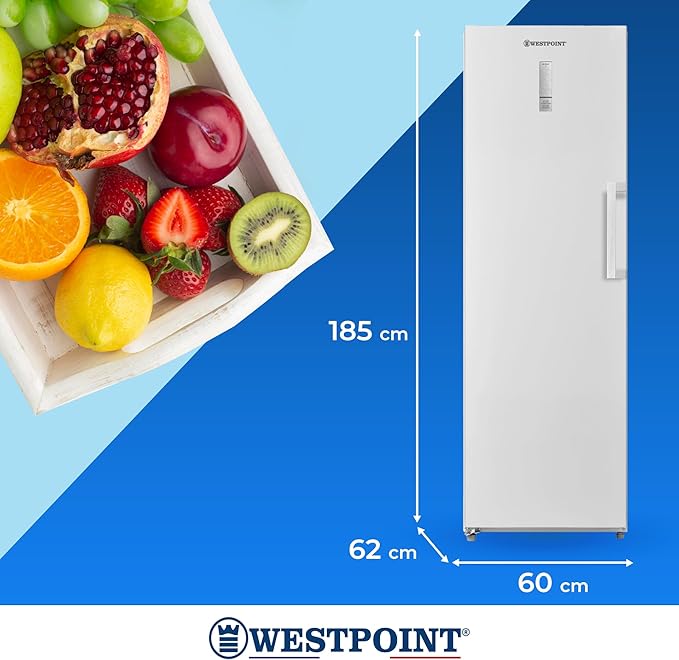 Westpoint WVM-3325EI 332L Vertical Freezer | Convertible Freezer to Refrigerator | No Frost | Silver