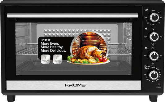 KROME Electric Oven 120L KR-EO120RC – 2700W Countertop Oven with Rotisserie, Convection Fan & Double Glass Door