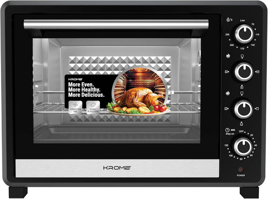 KROME Electric Oven 65L KR-EO70RC – 2700W Countertop Oven with Rotisserie, Convection Fan & Double Glass Door