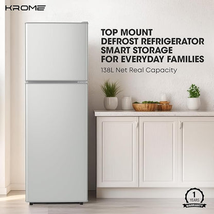 Krome  Double Door Refrigerator KR-RDC180IH with Multi Air Flow & Tempered Glass Shelves