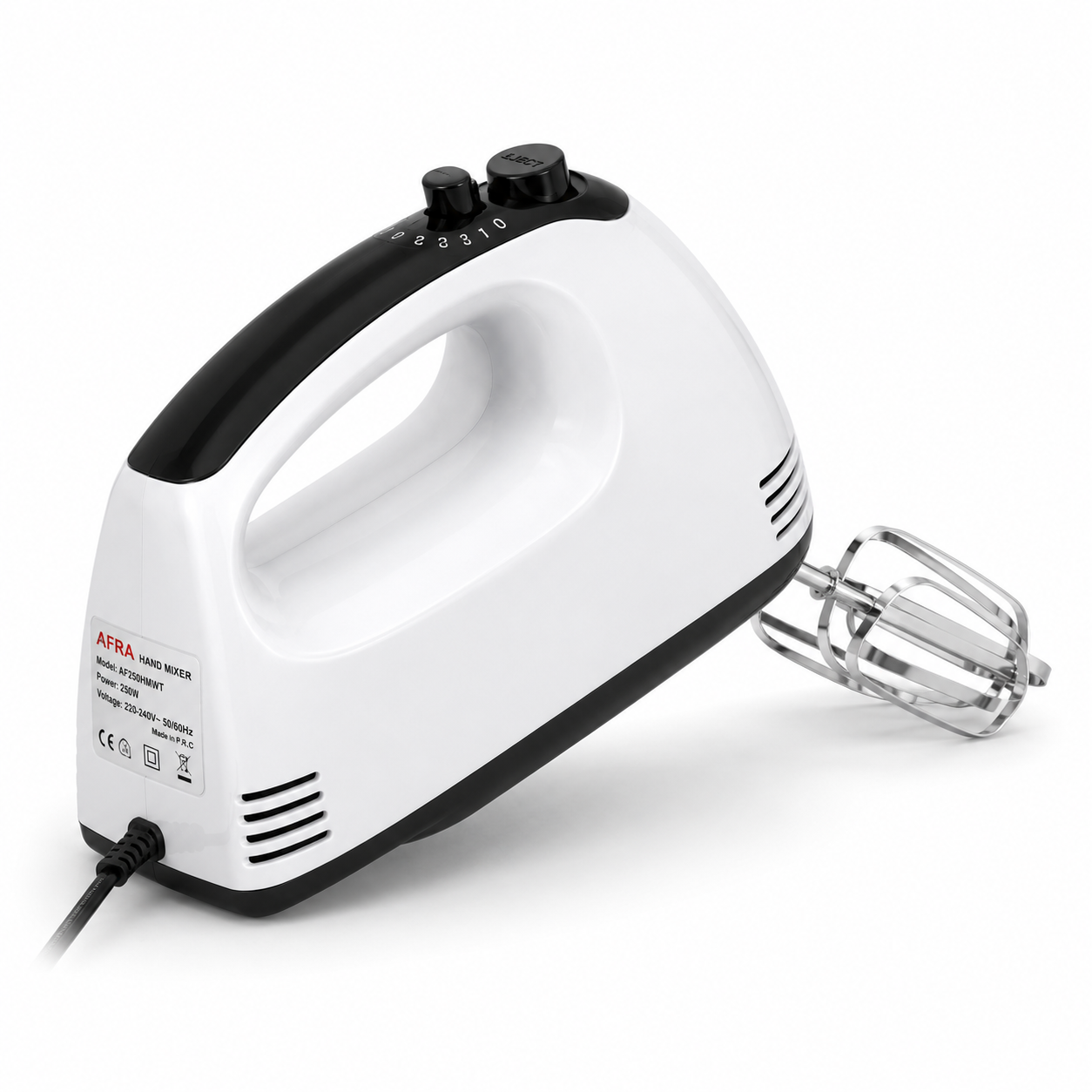 AFRA AF-250HMWT 250W Hand Mixer – 5 Speed Settings with Turbo Function for Effortless Mixing