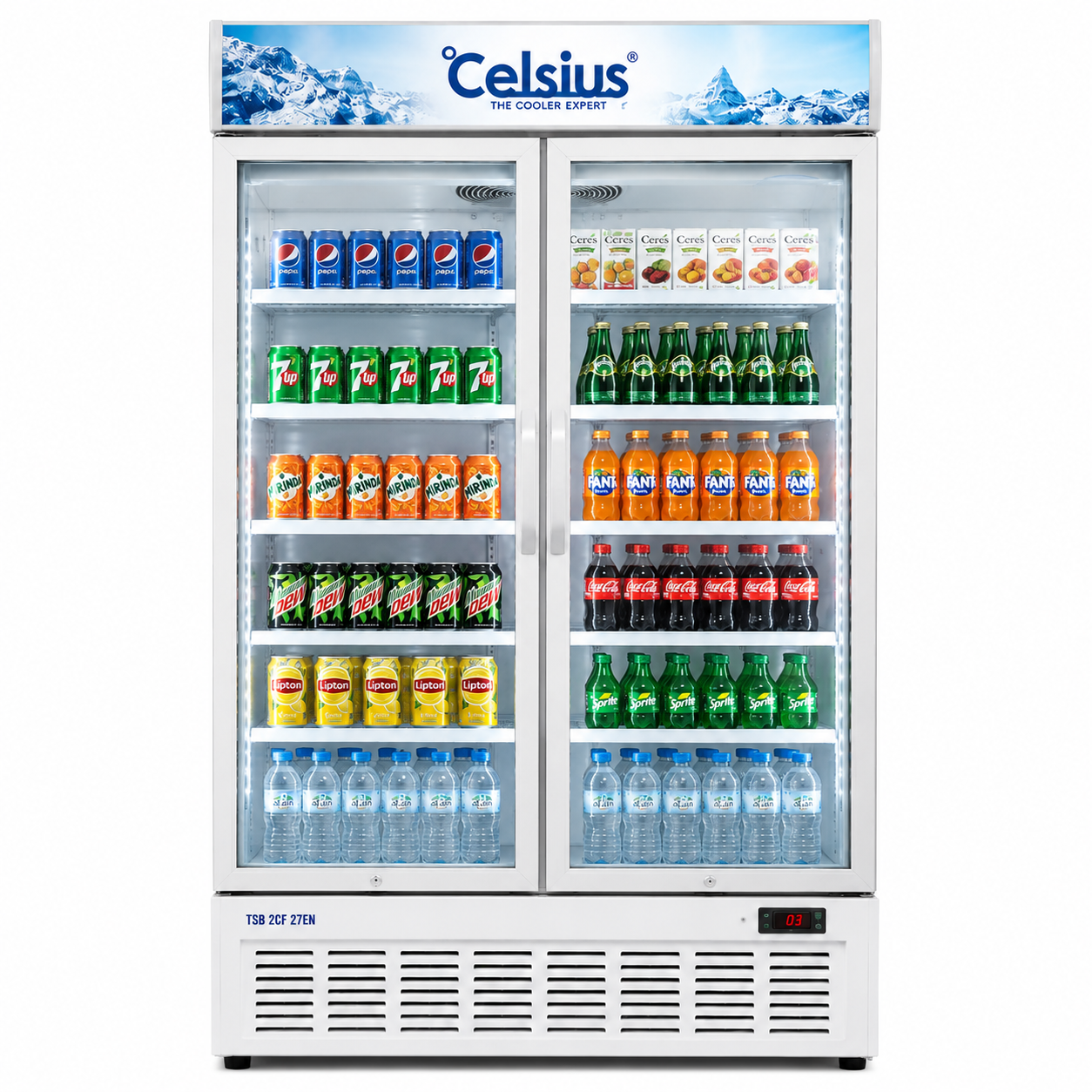 Celsius TSB 2CF 27EN Glass Door Chiller Commercial Display Refrigerator