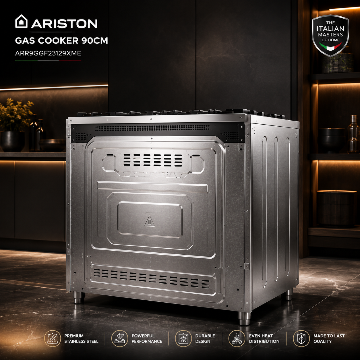 ARISTON ARR9GGF23129XME 90CM Gas Cooker with Air Fryer – Professional Cooking Performance for Modern Kitchens