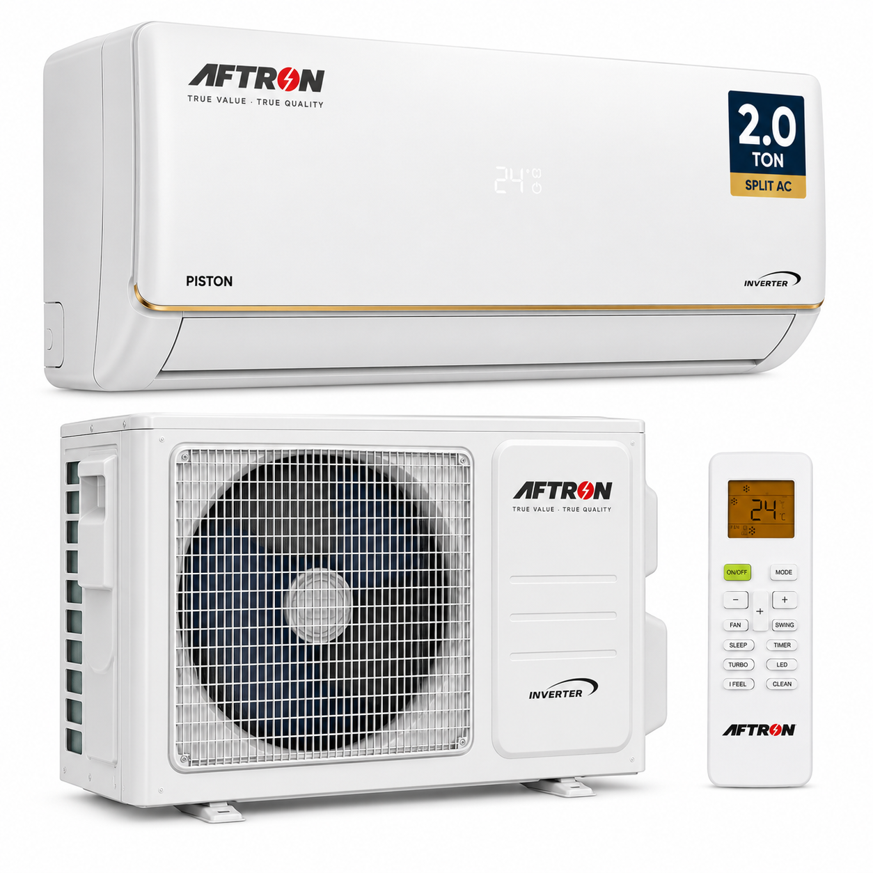 AFTRON 2.0 Ton Split Air Conditioner – AF-W-2460 | Heavy-Duty Piston Compressor Cooling