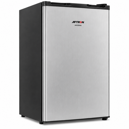 AFTRON 90L Single Door Refrigerator Silver – AFR135HS | Compact Refrigerator with Lock & Key