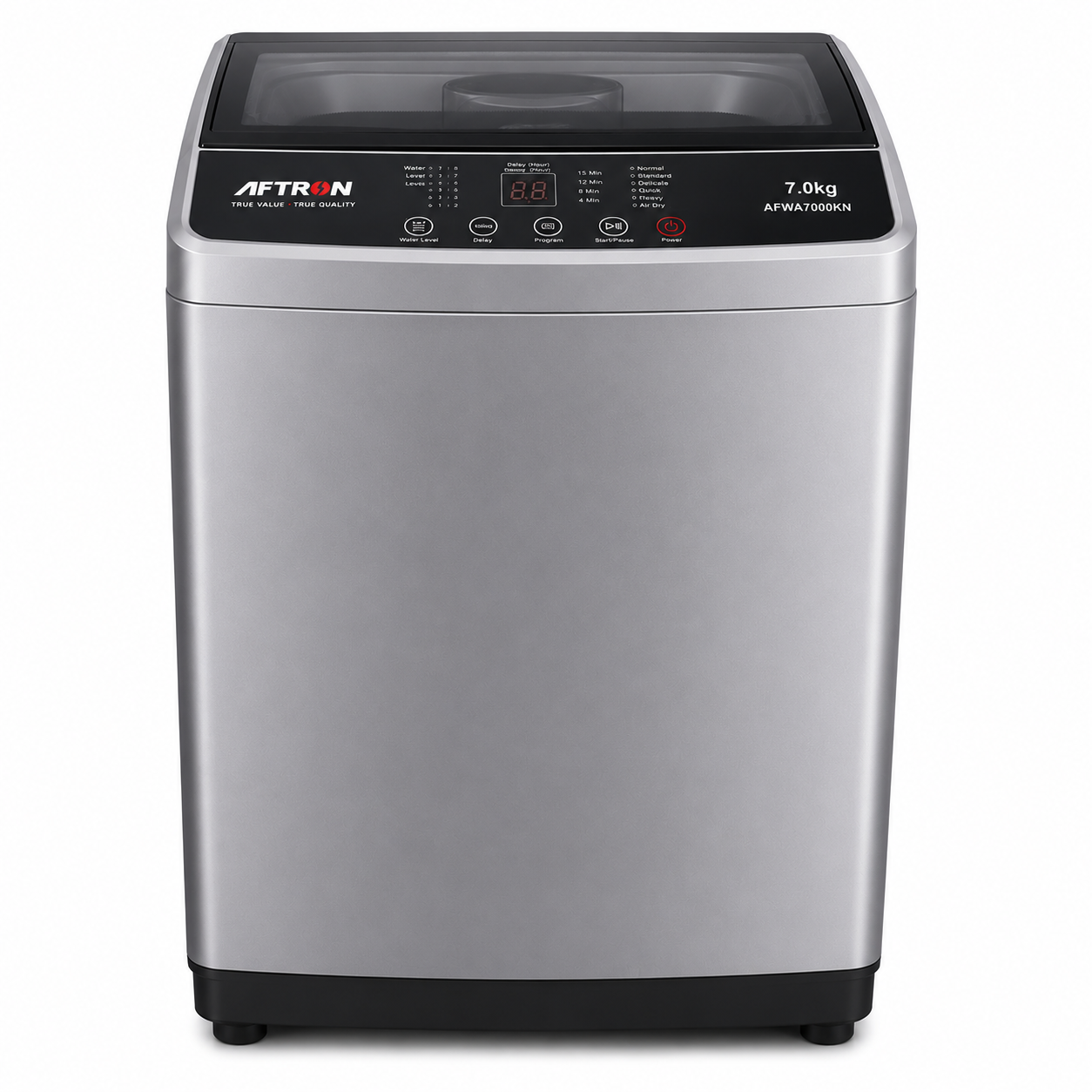 AFTRON Top Load Washing Machine 7KG AFWA7000KN – Fully Automatic | 12 Wash Programs | 1000 RPM | Silver