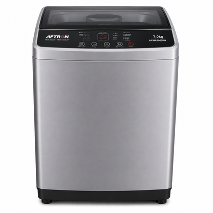 AFTRON Top Load Washing Machine 7KG AFWA7000KN – Fully Automatic | 12 Wash Programs | 1000 RPM | Silver