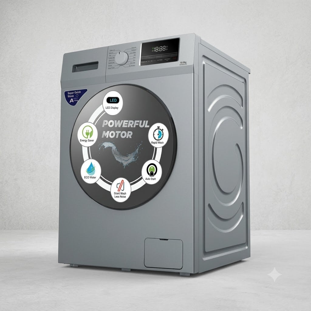 SPJ Front Load Fully Automatic Washing Machine 8KG FLGRU-8FAM | 1200 RPM | LED Display | 16 Wash Programs