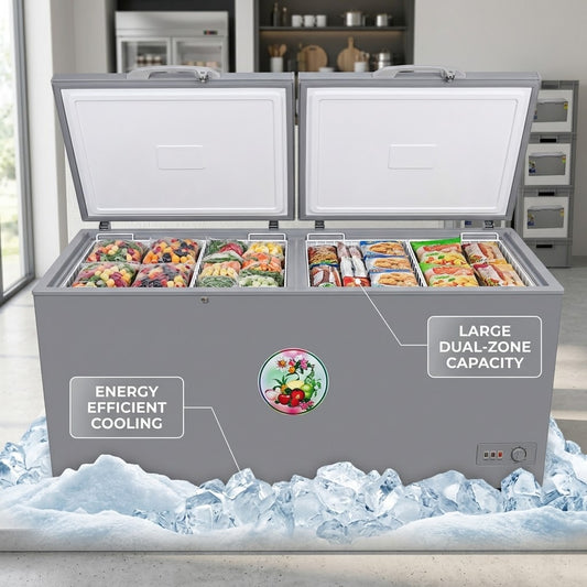 SPJ Chest Freezer POSH-SLW795C | 724L | Double Door | Commercial Deep Freezer | R290 Refrigerant | Grey