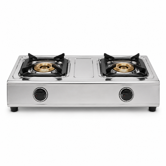 Nobel 2 Burner Heavy Duty Gas Stove NGT2020HD | Auto Ignition | Cast Iron | Silver | UAE