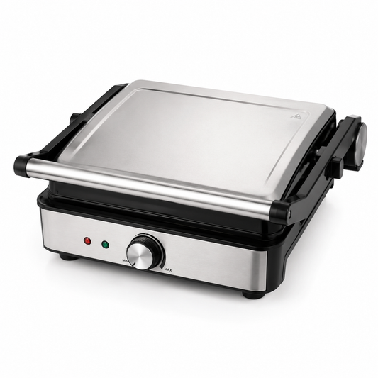 Nobel 2000W Electric BBQ Contact Grill NCG100 | Sandwich & Panini Grill | Silver | UAE