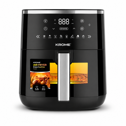 Krome KR-AF42DD 4.2L Digital Air Fryer | Touch Control | Rapid Air Technology | Healthy Oil-Free Cooking | Black