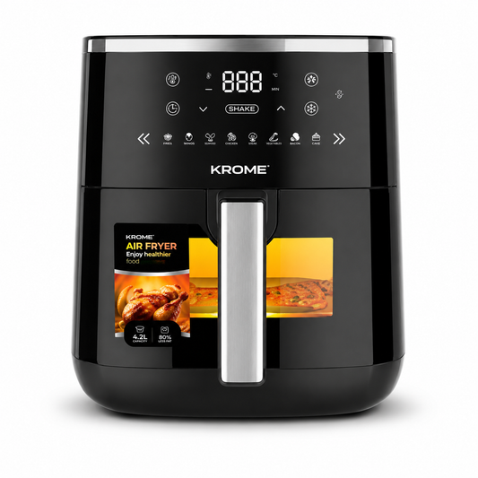 Krome KR-AF42DD 4.2L Digital Air Fryer | Touch Control | Rapid Air Technology | Healthy Oil-Free Cooking | Black