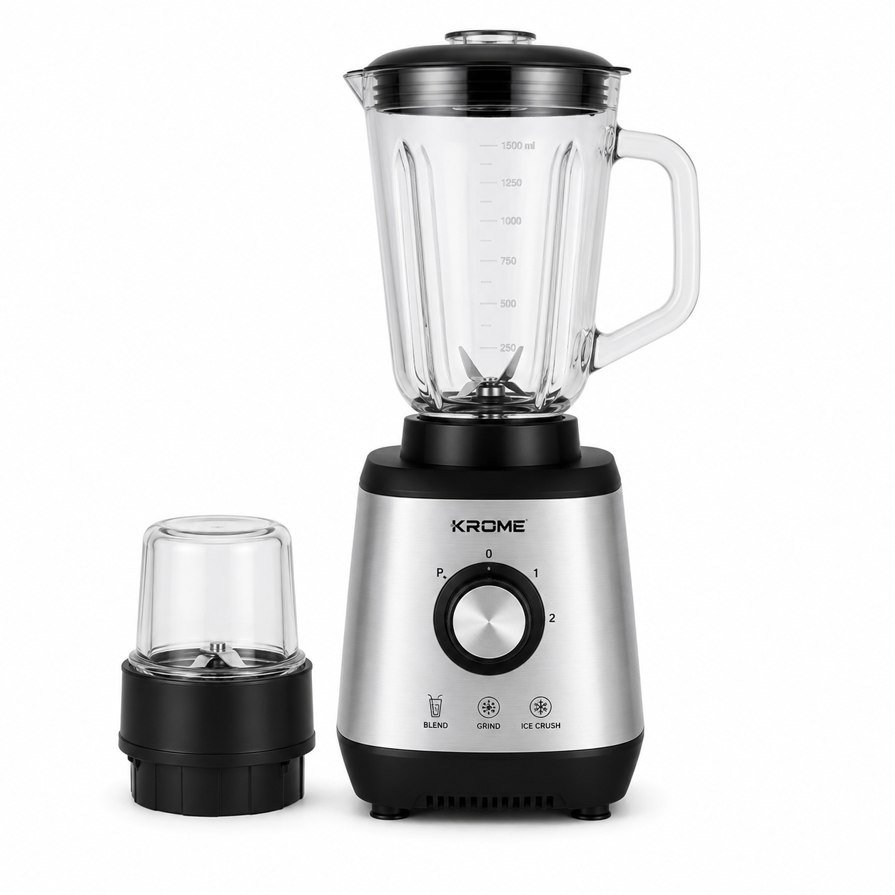 Krome KR-BL1560PD 2-in-1 Blender 600W | 1.5L Blender with Grinder Jar & Ice Crusher