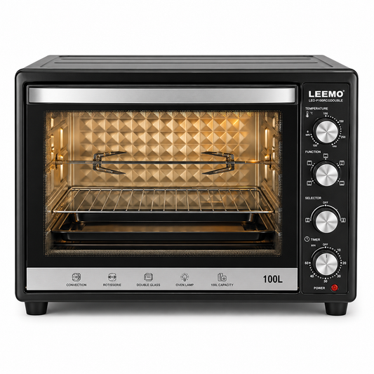 LEEMO LEO-P100RCGDOUBLE 100L Electric Oven | Convection, Rotisserie Grill, Double Glass Door | UAE