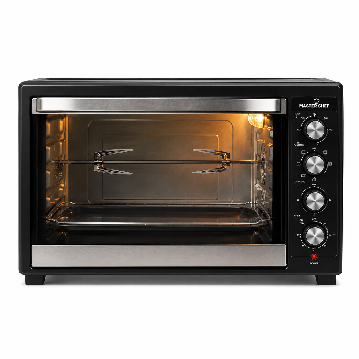 Master Chef MCO1000BCL 100L Electric Convection Oven with Rotisserie | 2800W Double Heating Oven | UAE