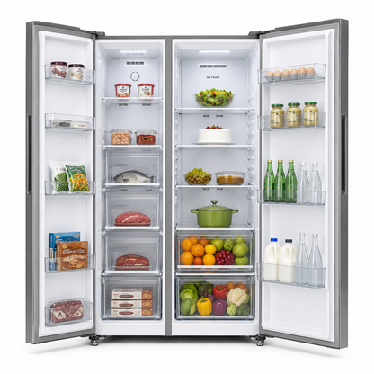 Midea 845L Double Door Refrigerator HD845FWE-S | No Frost | Multi Air Flow | Electronic Control | Stainless Steel | UAE