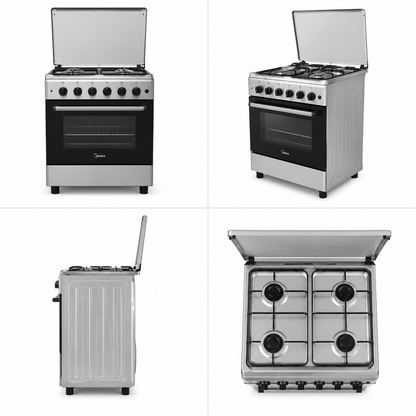 Midea 50×55cm 4 Burner Gas Cooker MFO-MG20TESS-FFD | Full Gas Oven | Flame Failure Safety | UAE