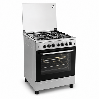 Midea 60×60cm 4 Burner Gas Cooker BME62058FFD-D | Full Gas Oven with Rotisserie & Flame Failure Safety | UAE