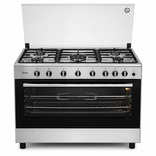 Midea 90×60cm 5 Burner Gas Cooker LME95028FFD | 115L Gas Oven | Rotisserie | Flame Failure Safety | UAE