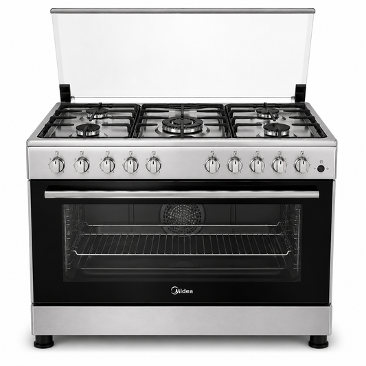 Midea 90×60cm Gas Cooker with Convection Fan MFO-MG36LE | 5 Burners | 130L Oven | XpressGrill | UAE
