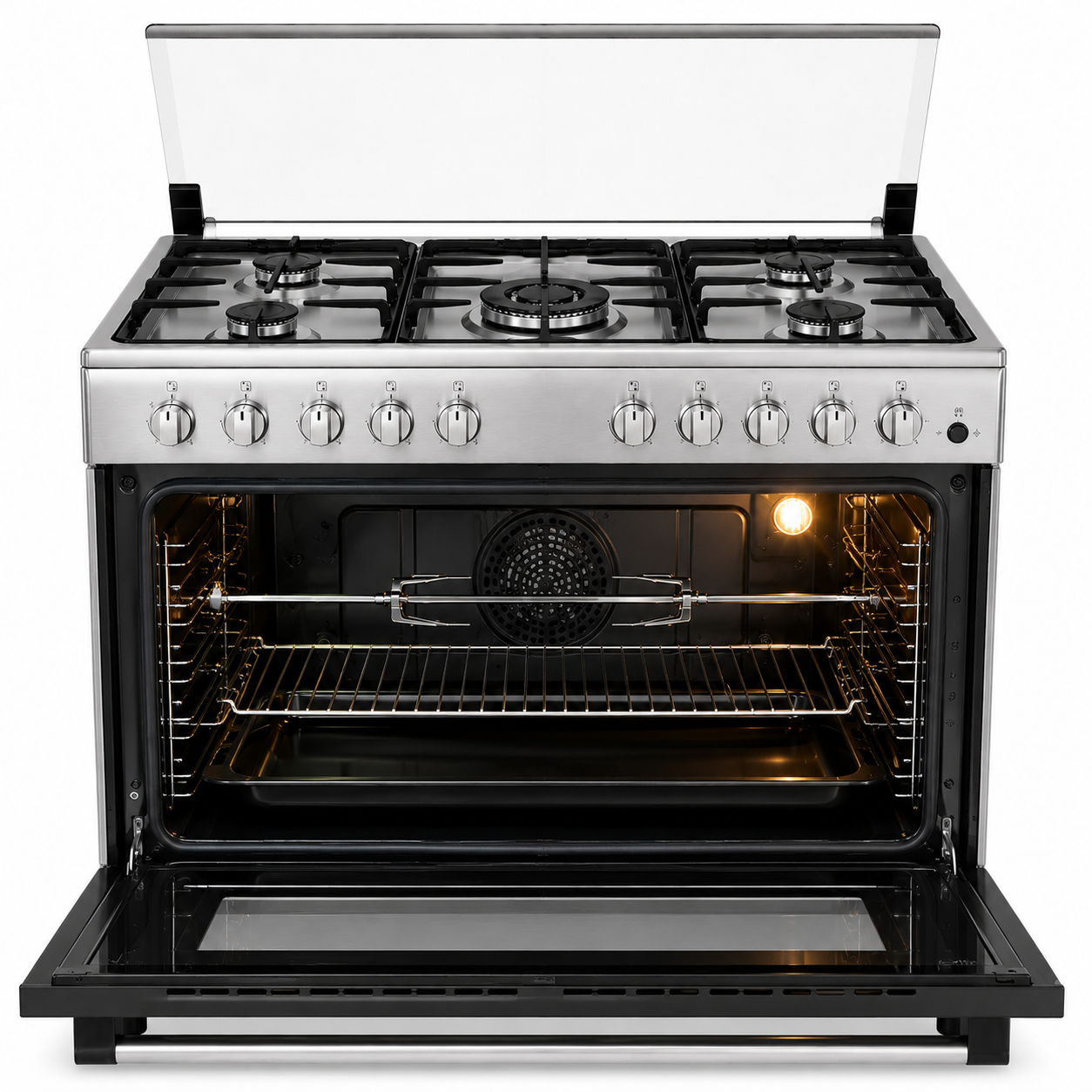 Midea 90×60cm Gas Cooker with Convection Fan MFO-MG36LE | 5 Burners | 130L Oven | XpressGrill | UAE