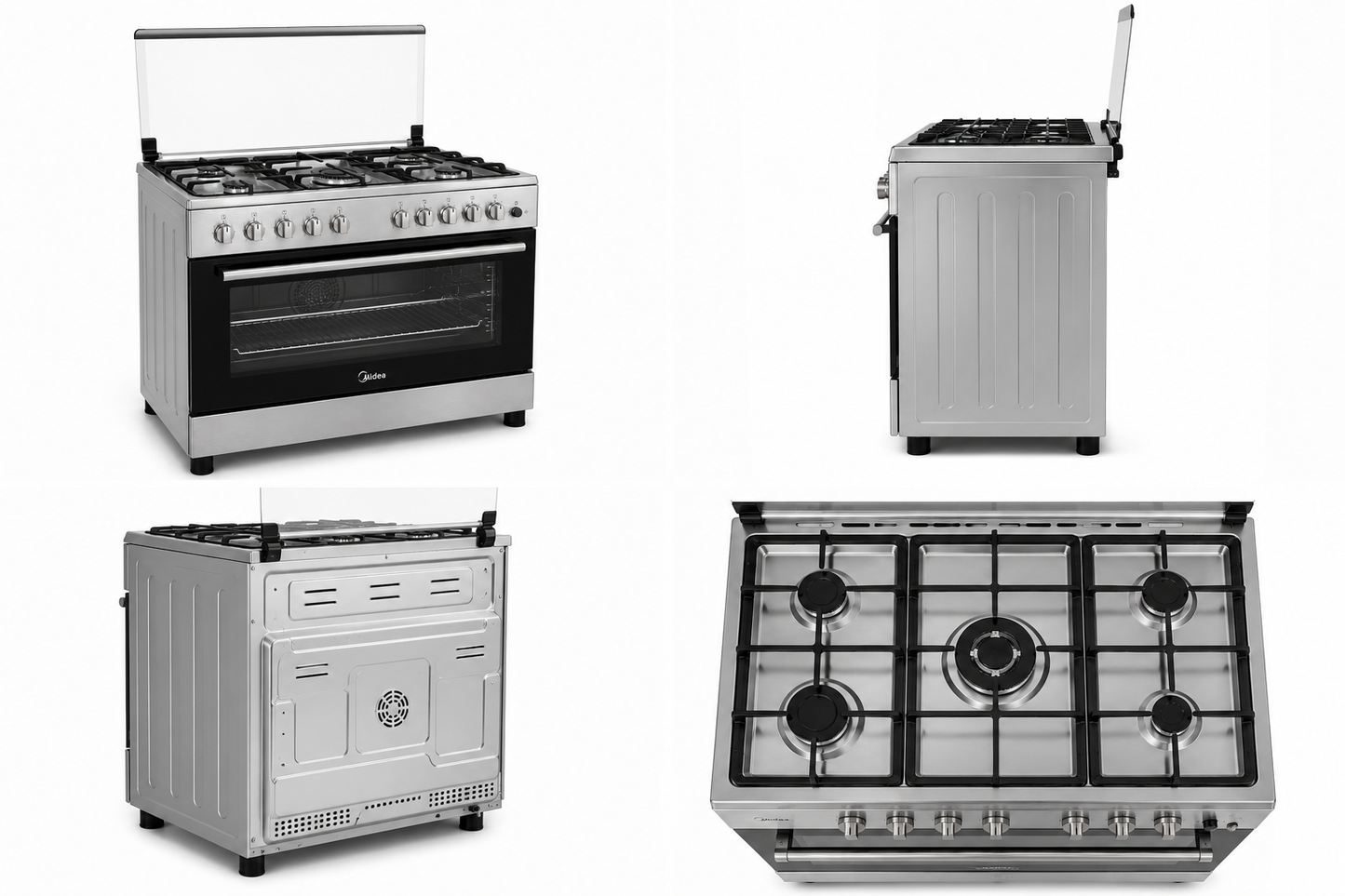 Midea 90×60cm Gas Cooker with Convection Fan MFO-MG36LE | 5 Burners | 130L Oven | XpressGrill | UAE
