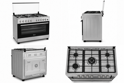 Midea 90×60cm Gas Cooker with Convection Fan MFO-MG36LE | 5 Burners | 130L Oven | XpressGrill | UAE