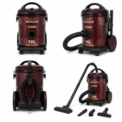 Hitachi Drum Vacuum Cleaner 2100W 18L Wine Red CV950F24CBSWR | Powerful Suction & Blower Function