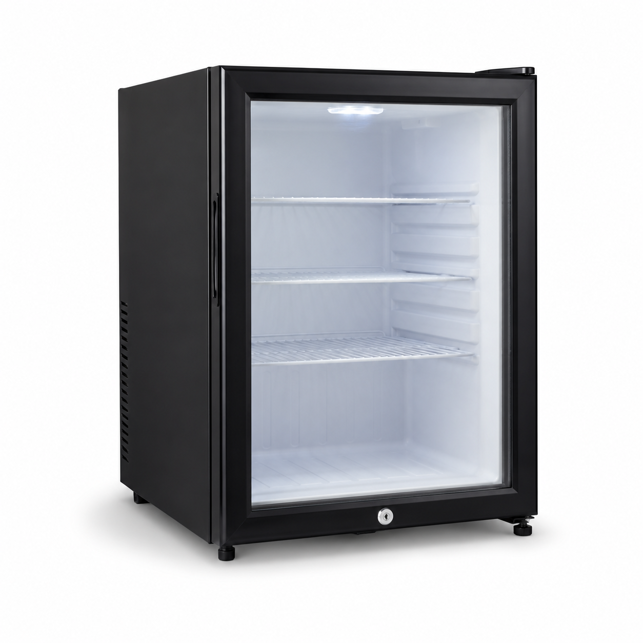 Yamada YCC60G 49L Glass Door Mini Refrigerator | Single Door Beverage Cooler with LED Light & Lock