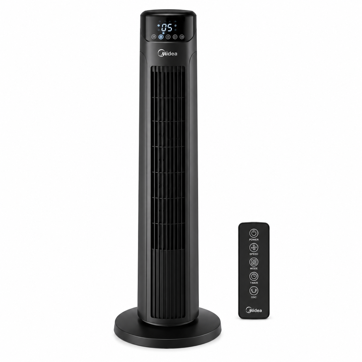 Midea Tower Fan MFZ-100R0BPK | 5 Speed Settings | Remote Control | Oscillating Tower Fan | UAE
