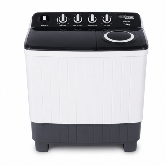 Super General SGW77N Semi Automatic Washing Machine 7KG – Twin Tub Compact Washer