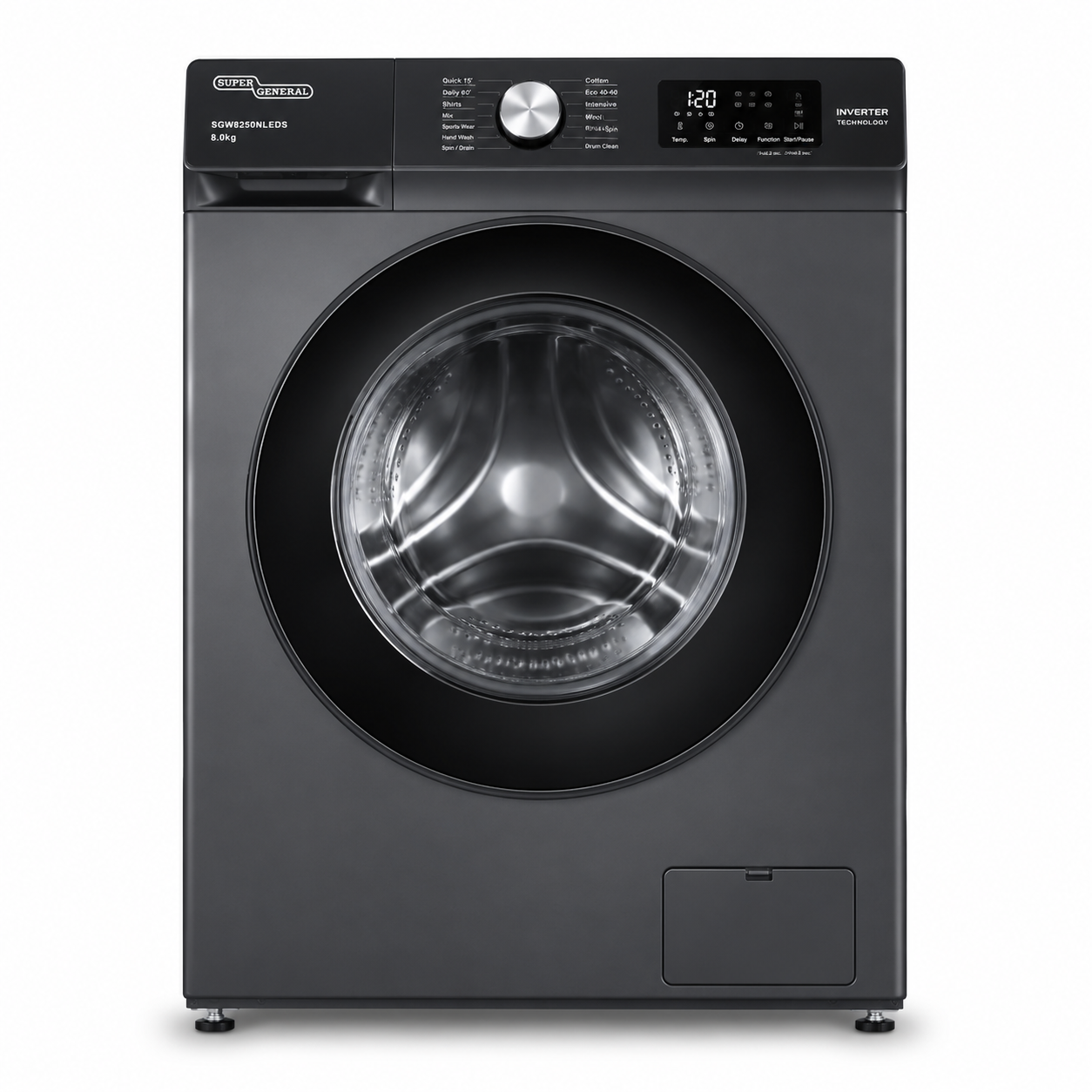 Super General SGW8250NLEDS Front Load Washing Machine 8KG – Fully Automatic Inverter Washer
