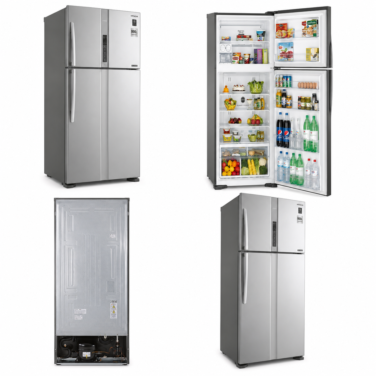 Hitachi 990L Top Mount Refrigerator RV990PUK1KBSL | Inverter Compressor & Dual Fan Cooling