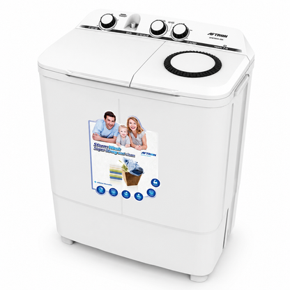 AFTRON Twin Tub Washing Machine 7KG AFW78200K – Semi Automatic | Twin Tub Design | Air Dry Function | Compact Family Size | White
