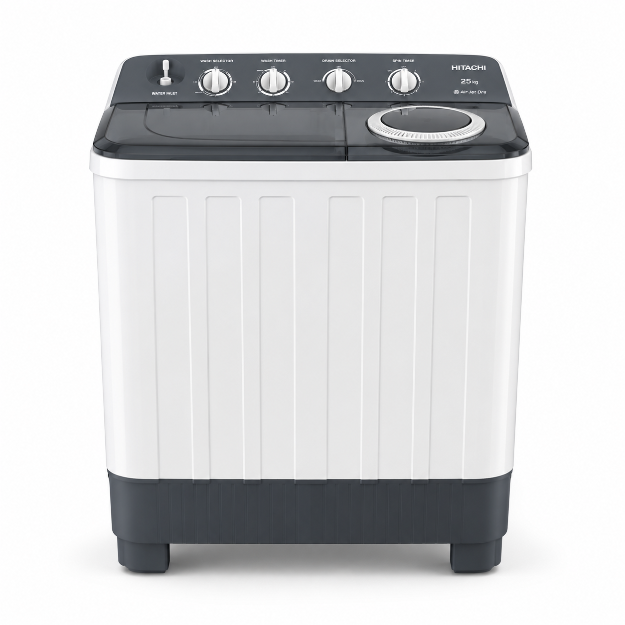 Hitachi 25KG Twin Tub Semi Automatic Washing Machine | Air Jet Dry, Powerful Wash & Heavy Duty Performance