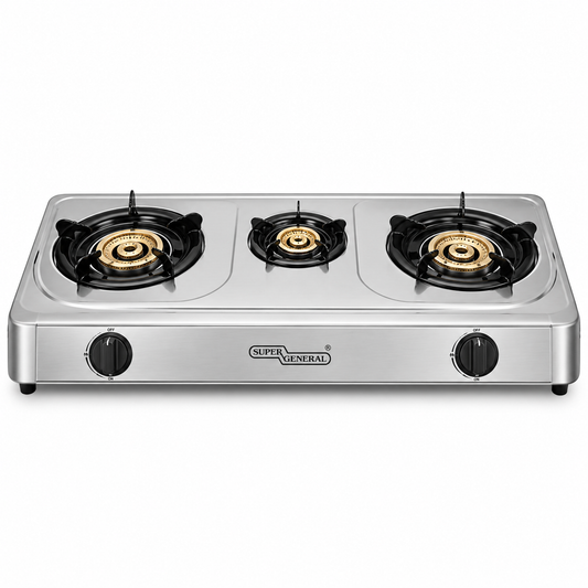 SUPER GENERAL 3 Burner Gas Stove SGB03SS – Stainless Steel Table Top Cooker
