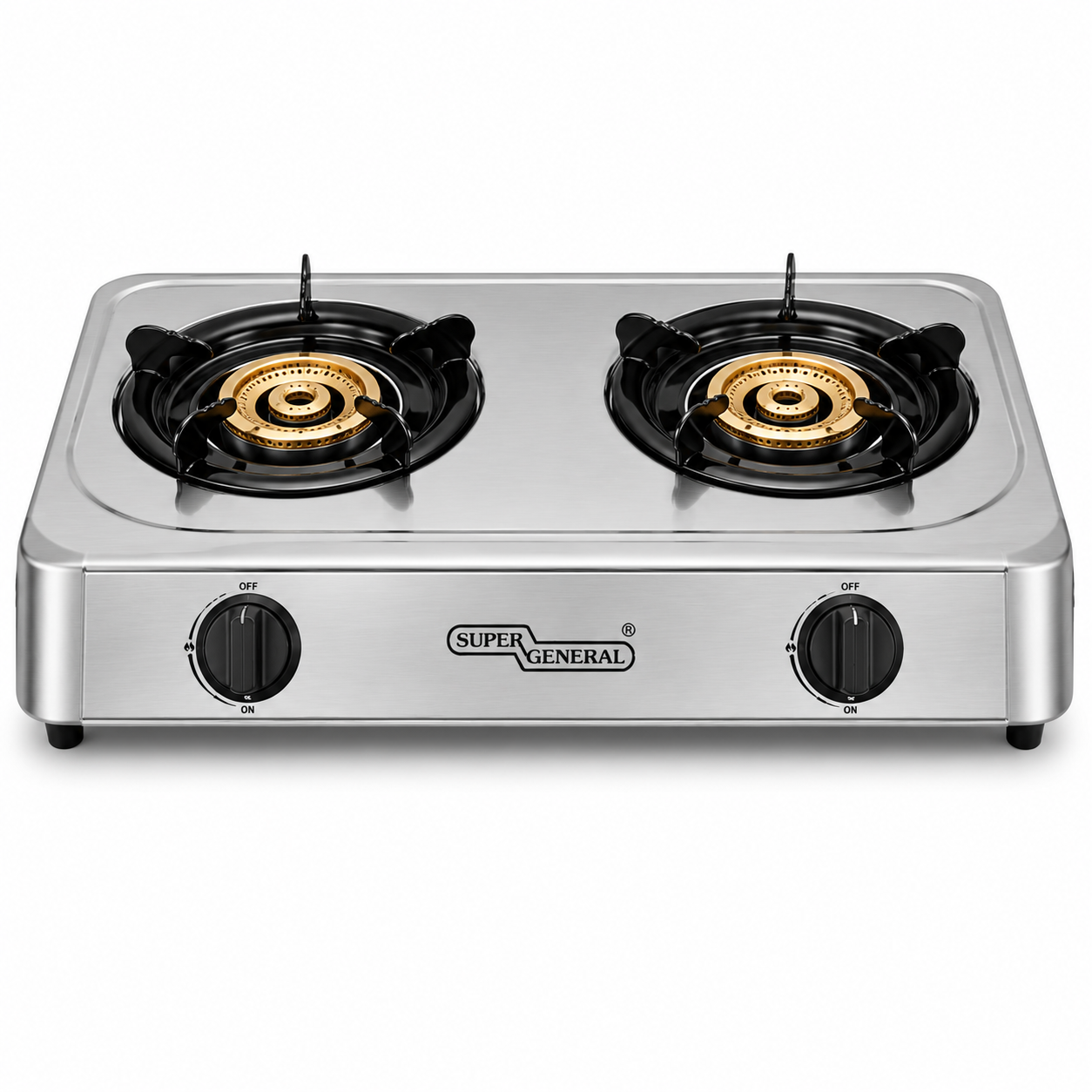 SUPER GENERAL 2 Burner Gas Stove SGB02SS – Stainless Steel Table Top Cooker