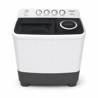 Hitachi PS1405SJ3CGXWH 14KG Semi Automatic Twin Tub Washing Machine | Air Jet Dry & Nano Titanium Filter