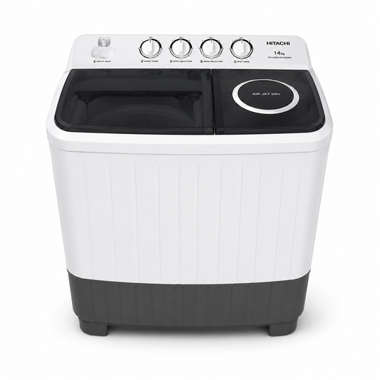 Hitachi PS1405SJ3CGXWH 14KG Semi Automatic Twin Tub Washing Machine | Air Jet Dry & Nano Titanium Filter