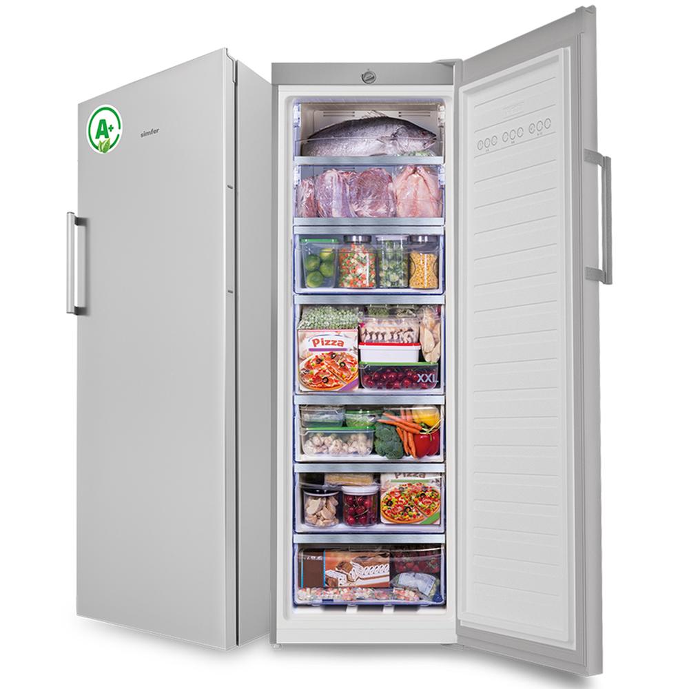 SIMFER Upright Freezer 300L Silver FS7305NFA+S | No Frost | Electronic Control | Fast Freeze | A+ Energy Rating