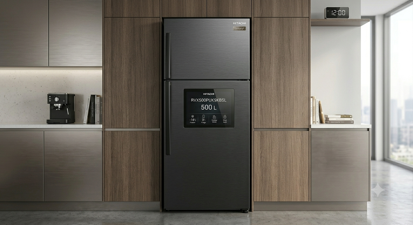 Hitachi 500L French Bottom Freezer Refrigerator RVX500PUK9KBSL | Inverter & No Frost
