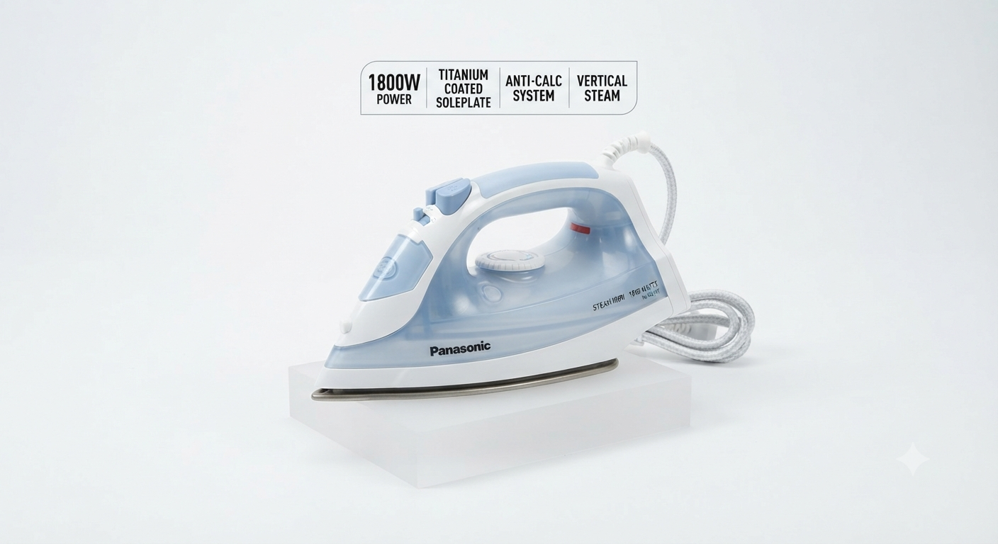 Panasonic Steam Iron 1800W NI-M300T | Titanium Soleplate | Vertical Steam | Anti-Calc | UAE