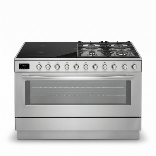 GRATUS 90x60 Full Gas Cooker FCR905KTSS1 | 5 Burner Gas Range with Turbo Fan, Rotisserie & Large Oven Capacity