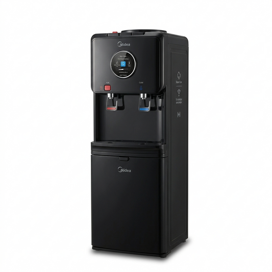 Midea Top Loading Water Dispenser YL2436S-WB-G | Hot & Cold | 2 Taps | 35L Storage Cabinet | Black | UAE
