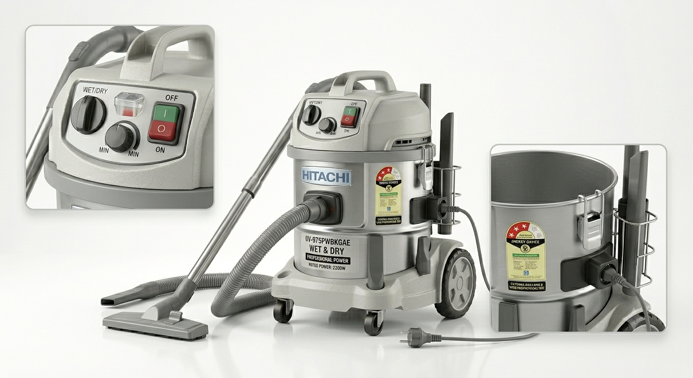 Hitachi CV975PWBKGAE Wet & Dry Vacuum Cleaner | 2100W Powerful Drum Vacuum Cleaner